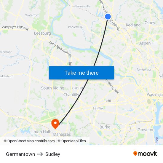 Germantown to Sudley map