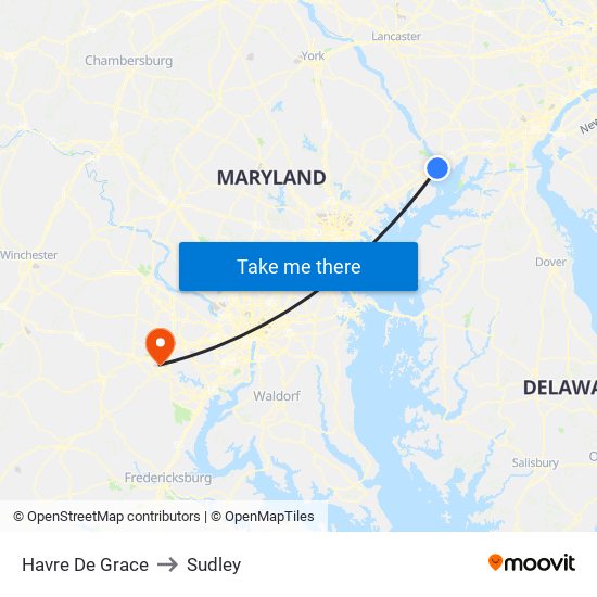 Havre De Grace to Sudley map