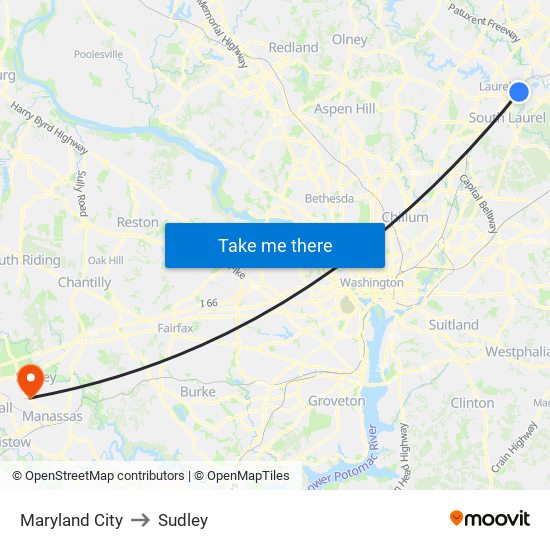 Maryland City to Sudley map