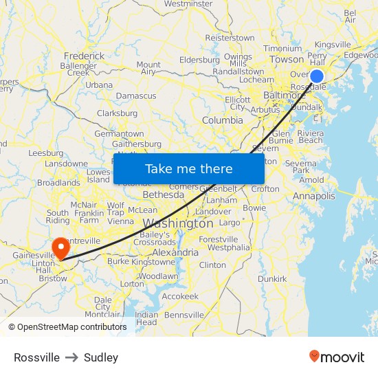 Rossville to Sudley map