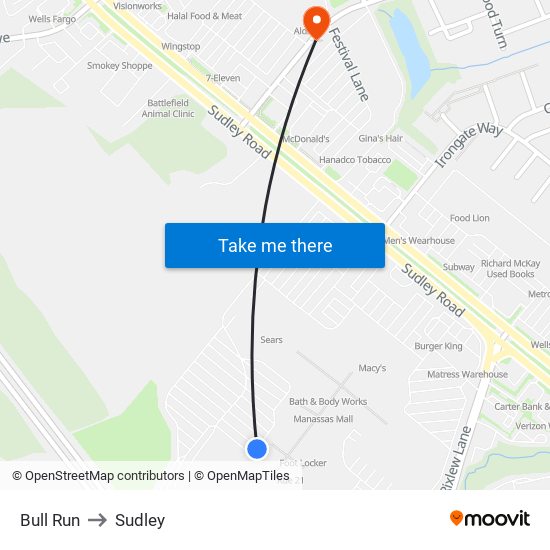 Bull Run to Sudley map