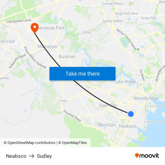 Neabsco to Sudley map