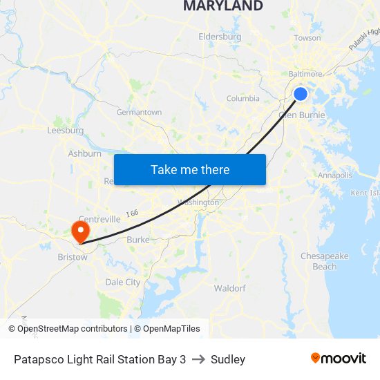 Patapsco Light Rail Station Bay 3 to Sudley map