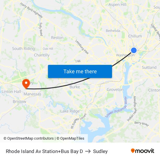 Rhode Island Ave-Brentwood+Bay D to Sudley map