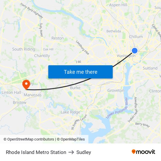 Rhode Island Metro Station to Sudley map