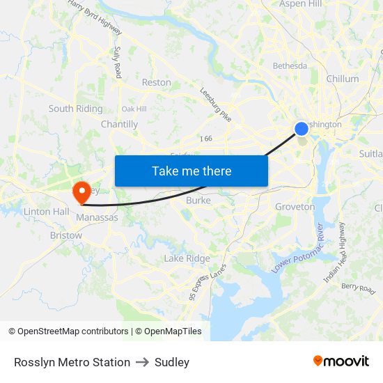 Rosslyn Metro Station to Sudley map