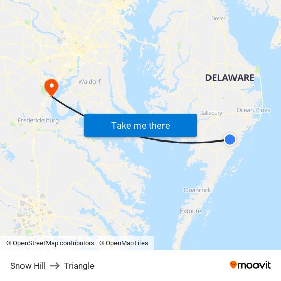 Snow Hill to Triangle map