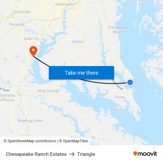Chesapeake Ranch Estates to Triangle map