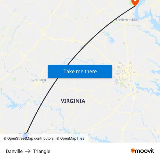 Danville to Triangle map