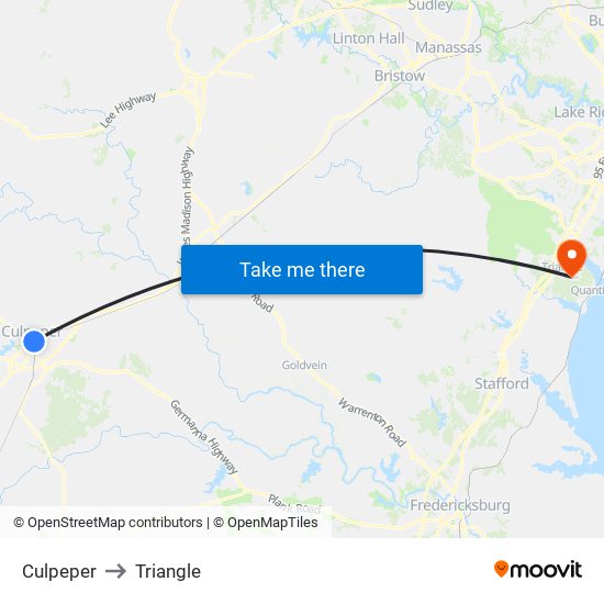 Culpeper to Triangle map