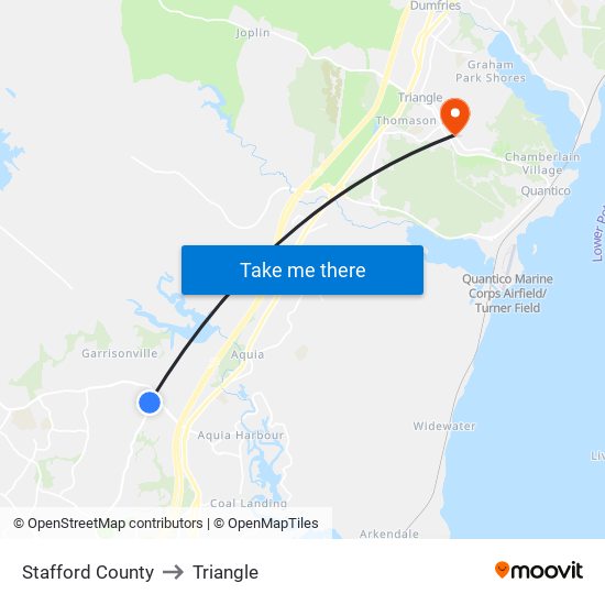 Stafford County to Triangle map