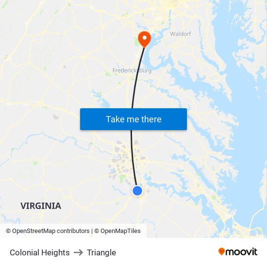 Colonial Heights to Triangle map