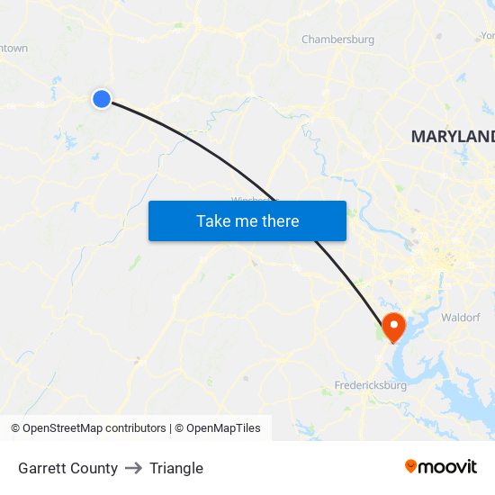 Garrett County to Triangle map