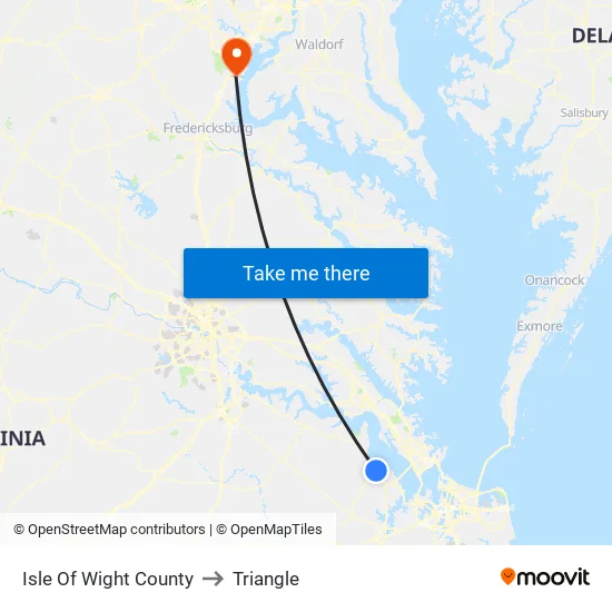 Isle Of Wight County to Triangle map