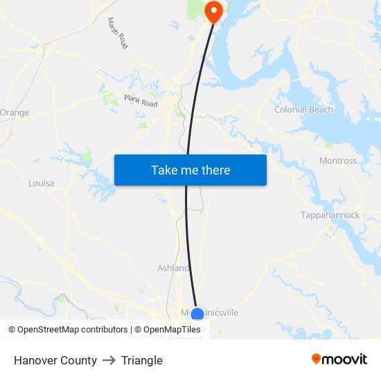 Hanover County to Triangle map