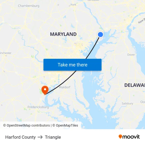 Harford County to Triangle map