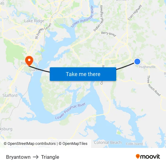 Bryantown to Triangle map