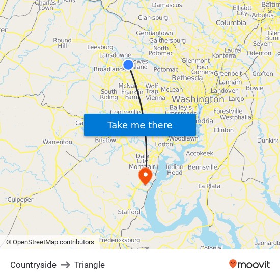 Countryside to Triangle map