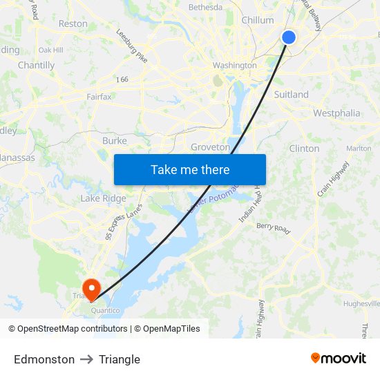 Edmonston to Triangle map