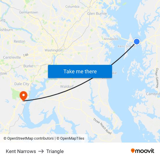 Kent Narrows to Triangle map