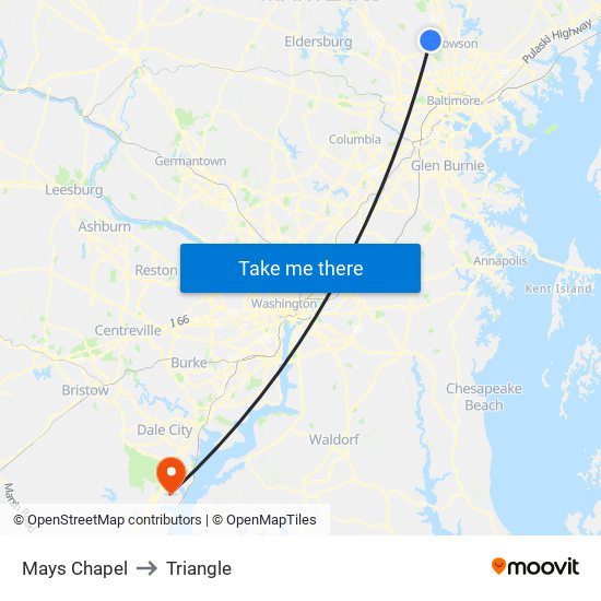 Mays Chapel to Triangle map