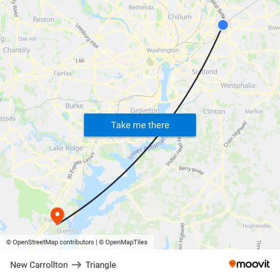 New Carrollton to Triangle map