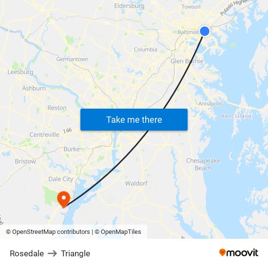 Rosedale to Triangle map