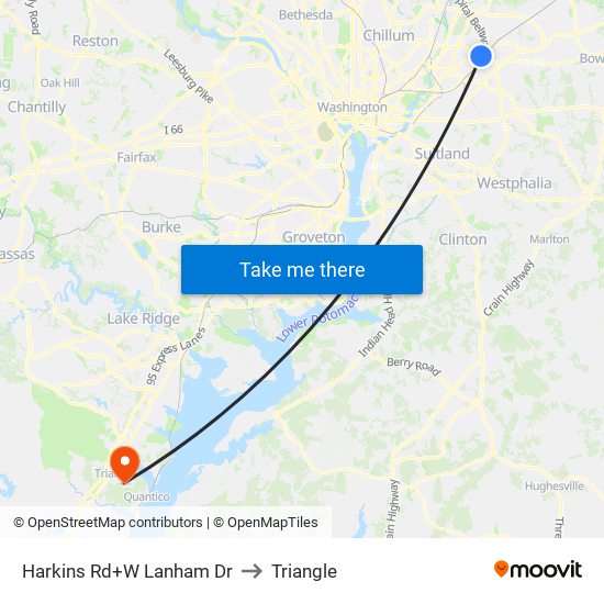 Harkins Rd+W Lanham Dr to Triangle map