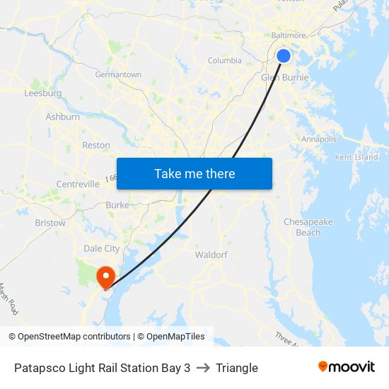 Patapsco Light Rail Station Bay 3 to Triangle map