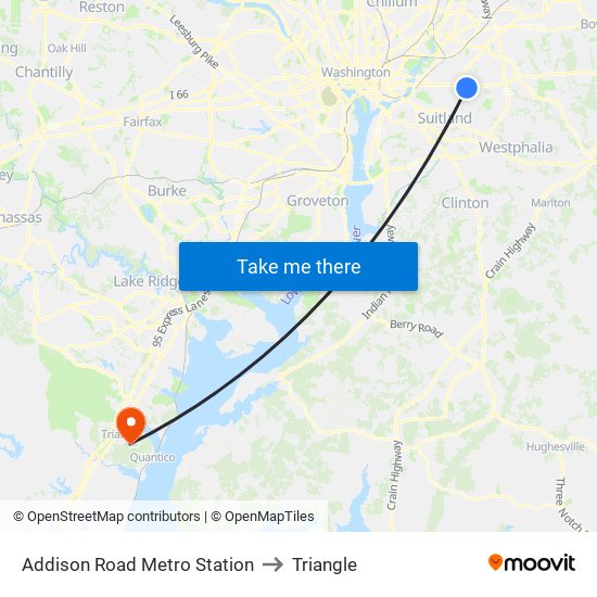 Addison Road Metro Station to Triangle map