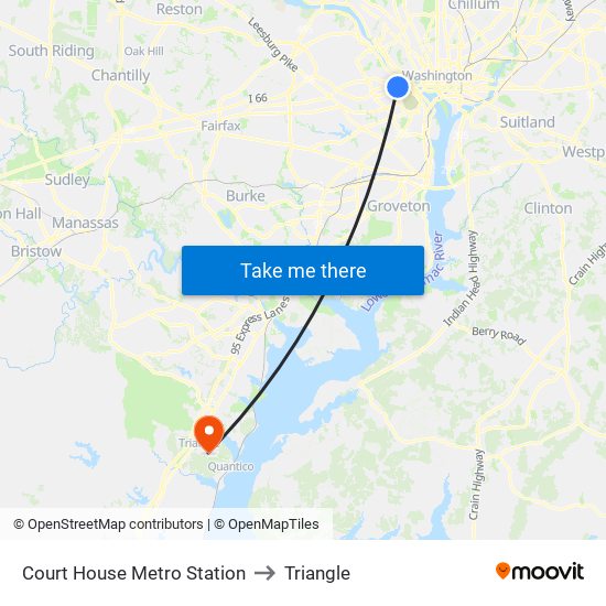 Court House Metro Station to Triangle map