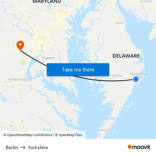 Berlin to Yorkshire map