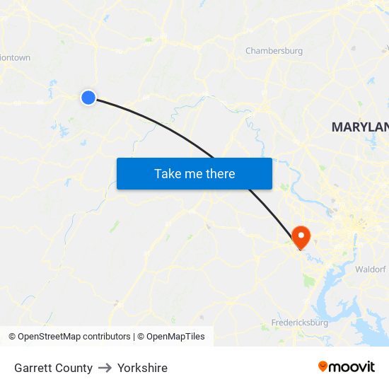 Garrett County to Yorkshire map