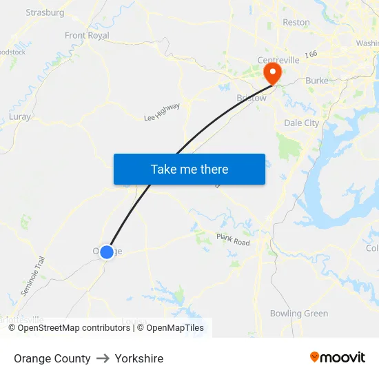 Orange County to Yorkshire map