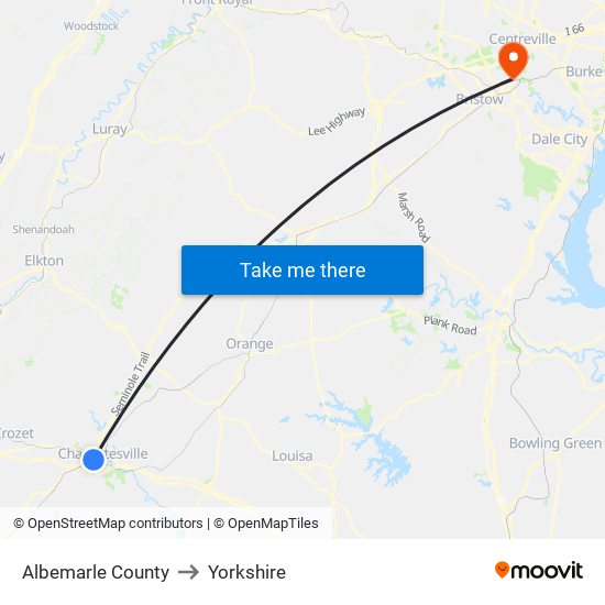 Albemarle County to Yorkshire map