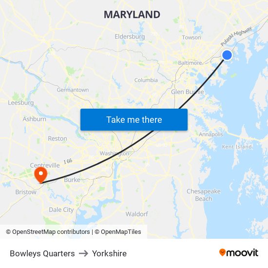 Bowleys Quarters to Yorkshire map