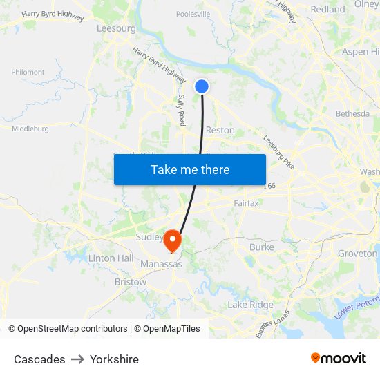 Cascades to Yorkshire map