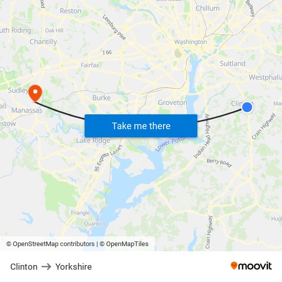 Clinton to Yorkshire map