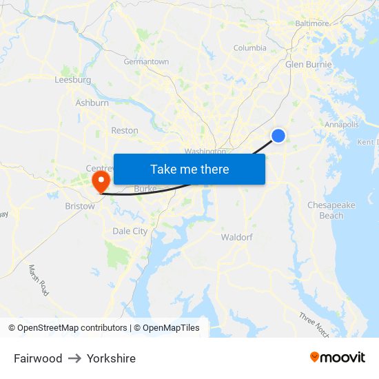 Fairwood to Yorkshire map