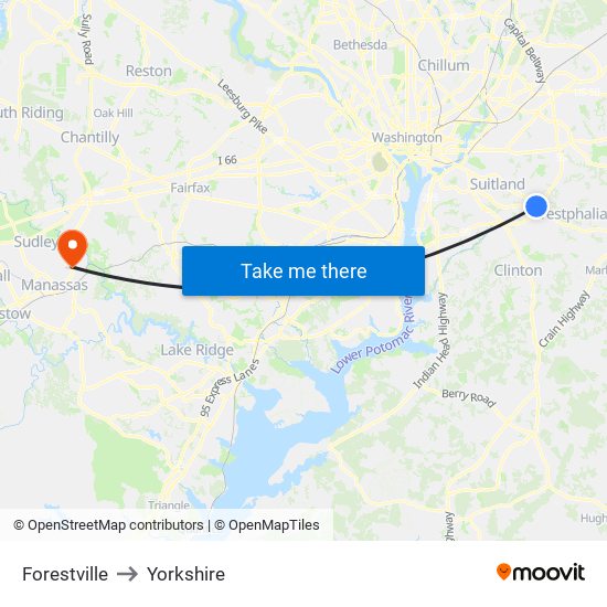 Forestville to Yorkshire map