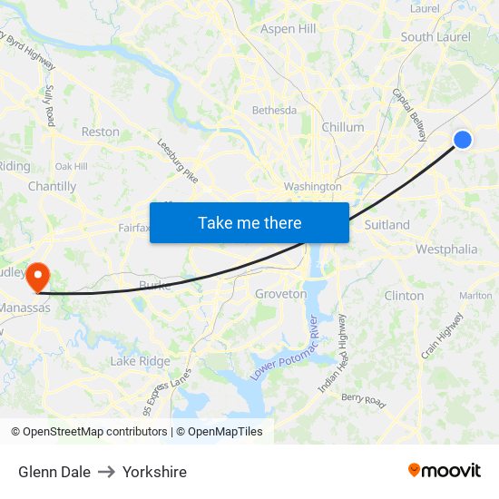 Glenn Dale to Yorkshire map