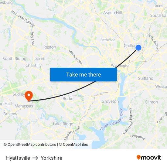 Hyattsville to Yorkshire map