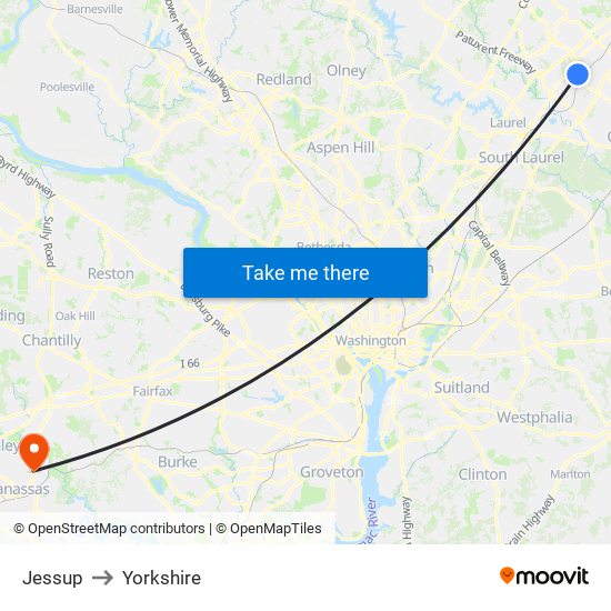 Jessup to Yorkshire map