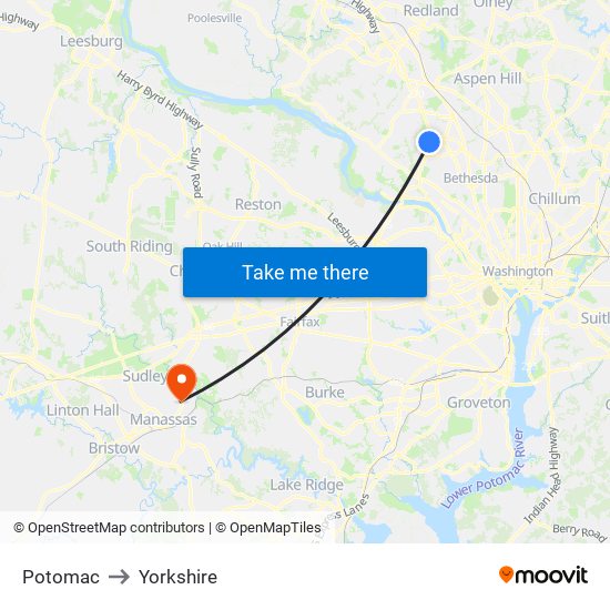 Potomac to Yorkshire map