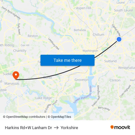 Harkins Rd+W Lanham Dr to Yorkshire map