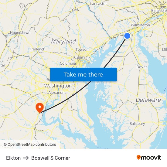 Elkton to Boswell'S Corner map