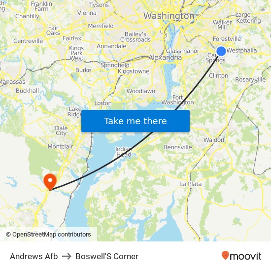 Andrews Afb to Boswell'S Corner map
