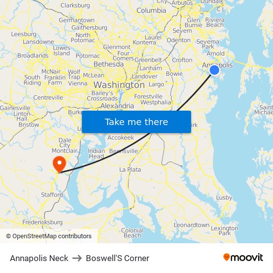 Annapolis Neck to Boswell'S Corner map