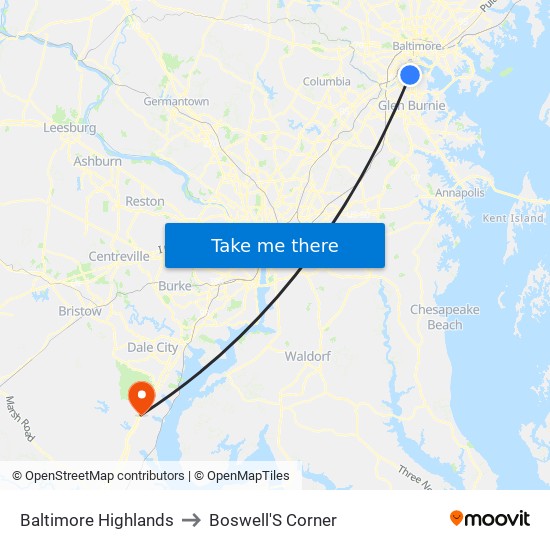 Baltimore Highlands to Boswell'S Corner map