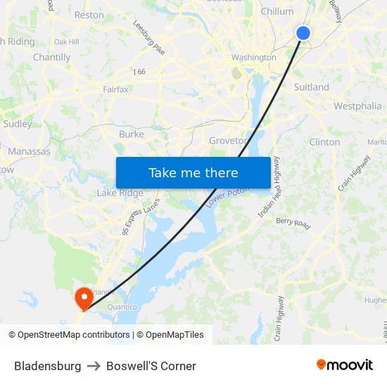 Bladensburg to Boswell'S Corner map